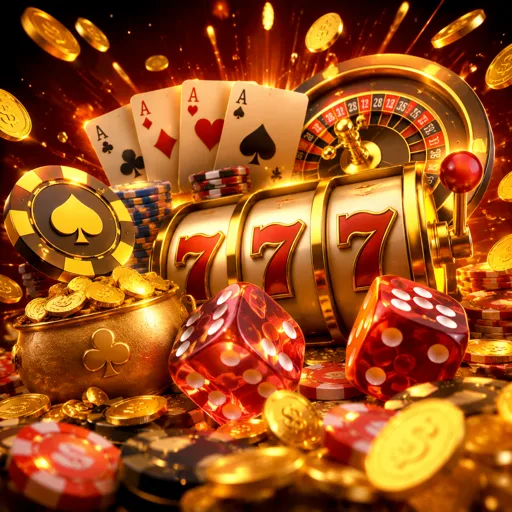 Mesa de cassino com luz neon e símbolos de slots flutuando
